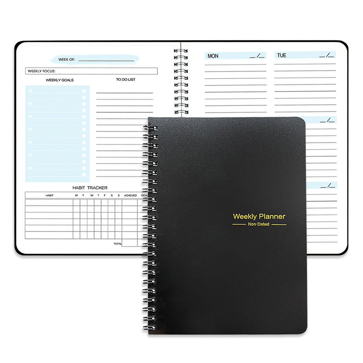 52 Weeks Weekly Planner Notebook A5 Undated Spiral Agenda Daily Student Schedules Journal Stationery Office School Supplies