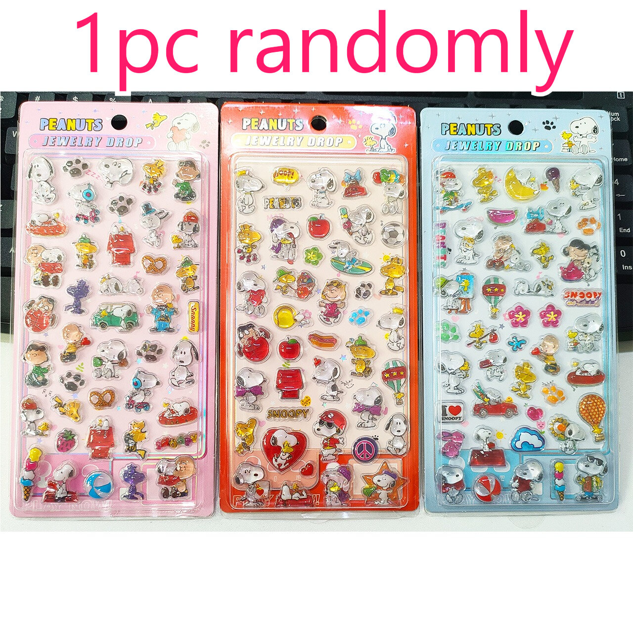 Bandai | 3D Relief Snoopy Crystal Stickers Cute Aesthetic DIY Decals for Journal Laptop Phone Case Decor Kawaii Stationery Gift Set