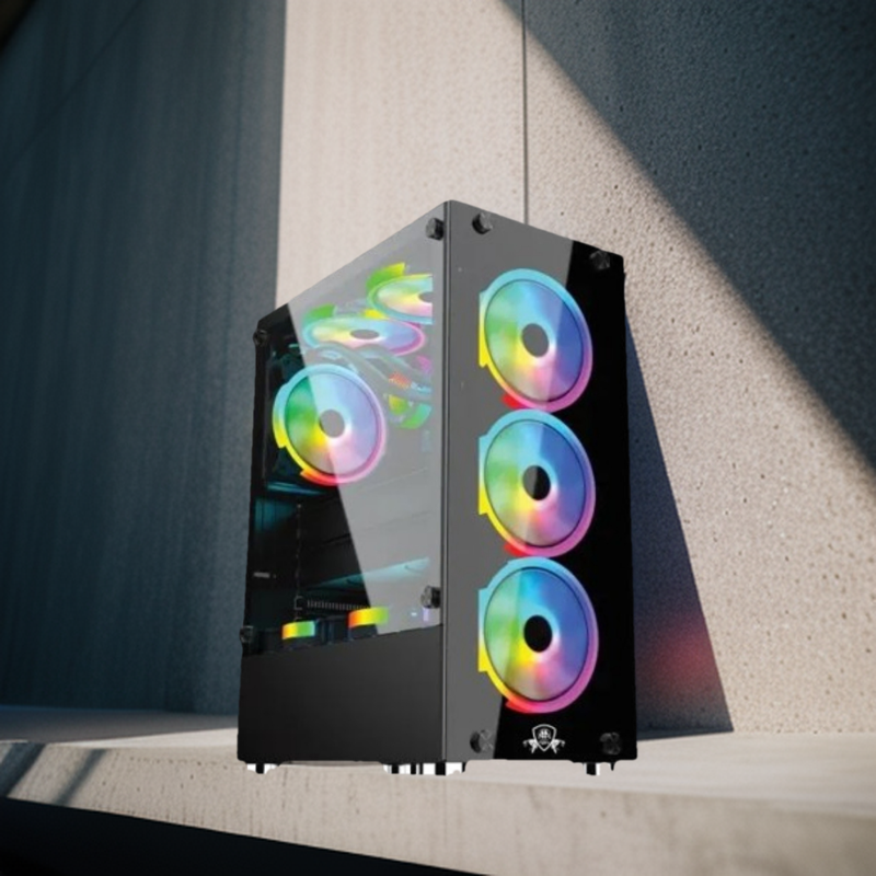 RGB Gaming PC with 4 RGB Fans, H110m Motherboard, Core i5 7th, 16GB RAM, 128GB SSD, 500GB HDD, 4GB Graphic card. 