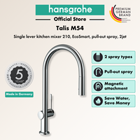 hansgrohe kitchen mixer Talis M54 - kitchen tap 210mm with pull-out spray 2 spray types (Laminar/Shower) EcoSmart