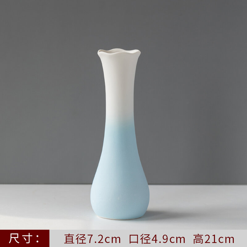 Ombre Blue and White Ceramic Vase