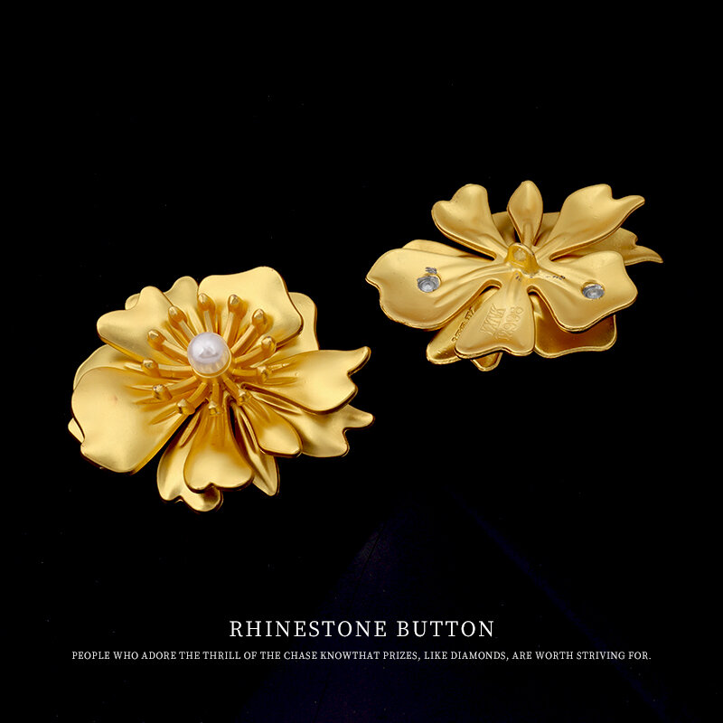 Gold Metal Flower Decorative Large Button