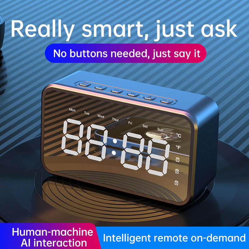 S50 Loa Bluetooth di động Đài FM kỹ thuật số Đồng hồ báo thức Đa chức năng Chế độ báo thức kép Đồng hồ để bàn LED điện tử Máy nghe nhạc Bluetooth không dây Loa siêu trầm 3D Loa Bluetooth thông minh