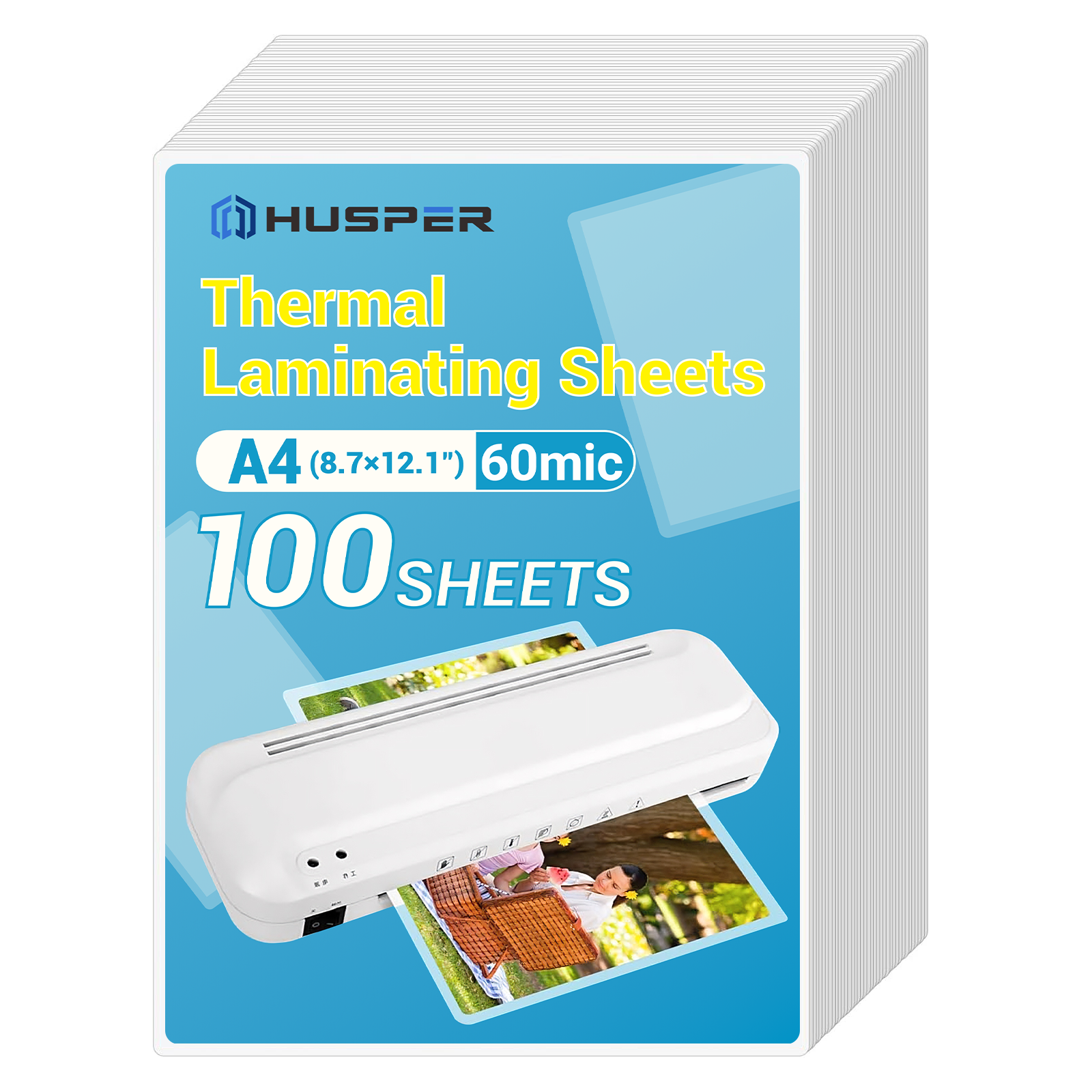 100 Sheets 4R/A4 Clear Thermal Laminating Sheets 60Mic Waterproof Office Compatible Document Protection Laminatin