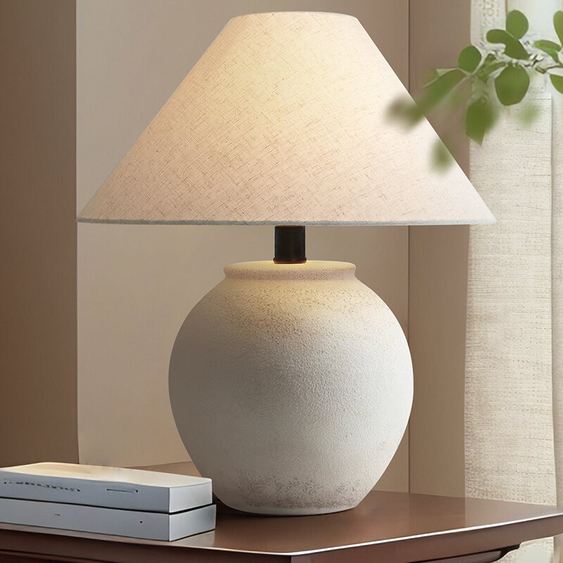 Chaozhou Ceramic Table Lamp Zen Style Bedroom Living Room Tea Table Mid-Aged Light Vintage Retro Ceramic Pot Design Home Decor