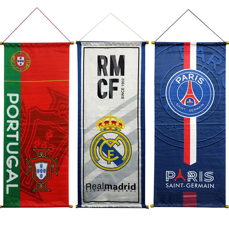 Football Fans Decorative Flags Posters Barcelona Real Madrid AC Milan World Cup Bar Team Banner Hanging Flags for Fans
