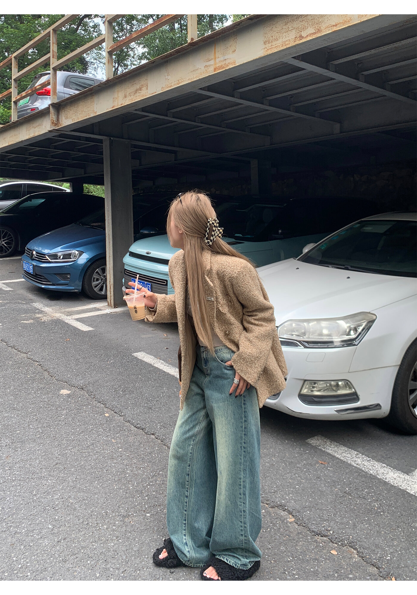 High Waist Wide Leg Jeans Women's Loose Fit Washed out Style Spring Autumn Denim Pants by LUU Peach Joy Slimming Effect · v2