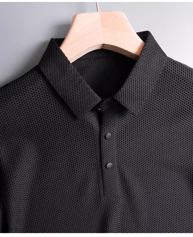 Polo rossa da uomo a manica corta per banchetto nuziale a manica lunga, business casual, vestibilità standard, alla moda, per papà e sposo
