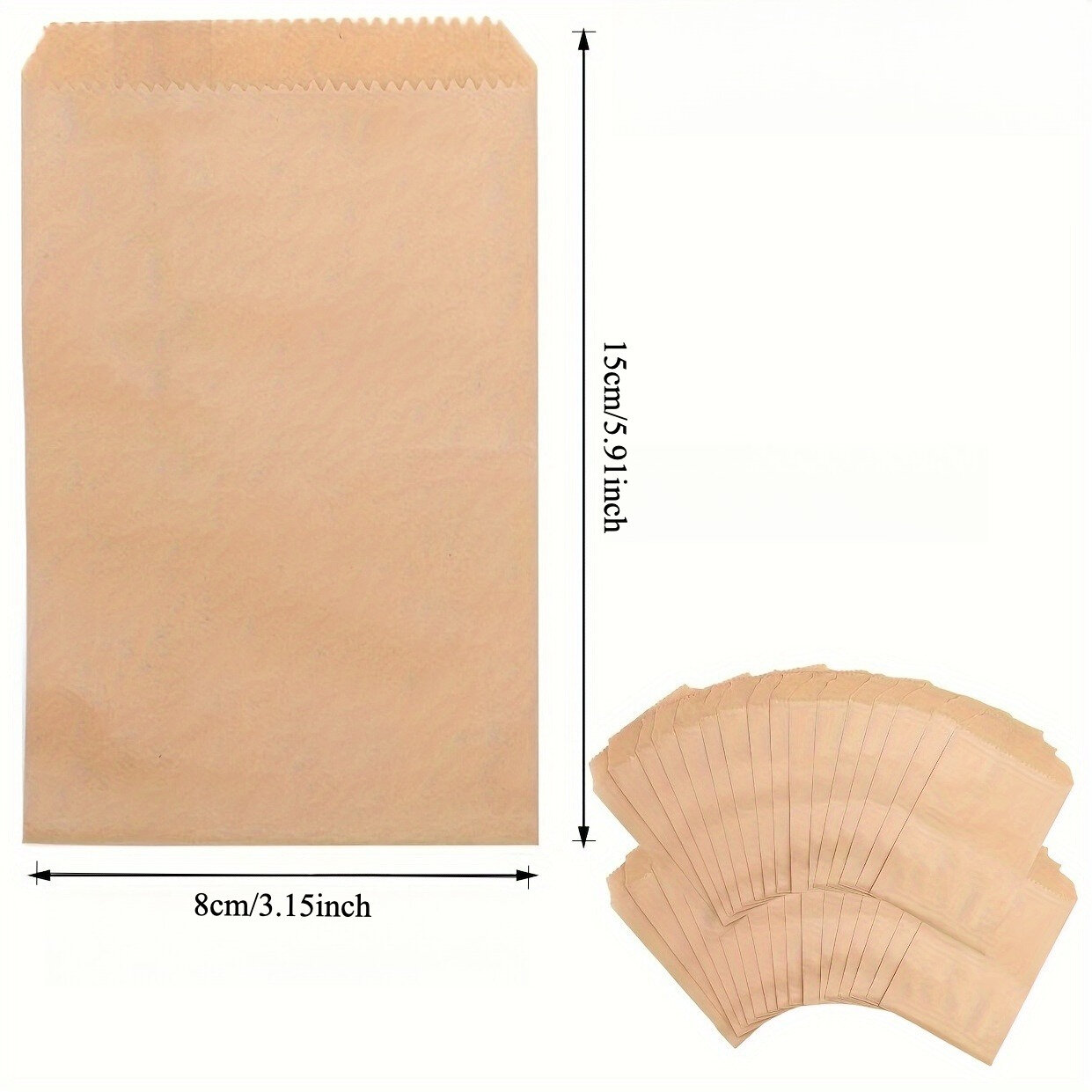 25 pcs Natural Kraft Paper Bags Food Grade Food Storage Bags 3×5/4×6/5×7/6×8 Inch Snack Bags Flat Gift Bags