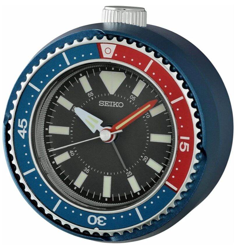 Seiko Qhe184 Divers Design Bezel Snooze Alarm Clock with Silent/Quiet Sweep Second Hand and Flashing Light