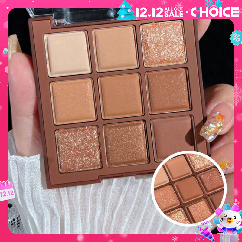 Chocolate orange brown nine color eyeshadow tray matte pearl glitter pure everyday earth color eyeshadow