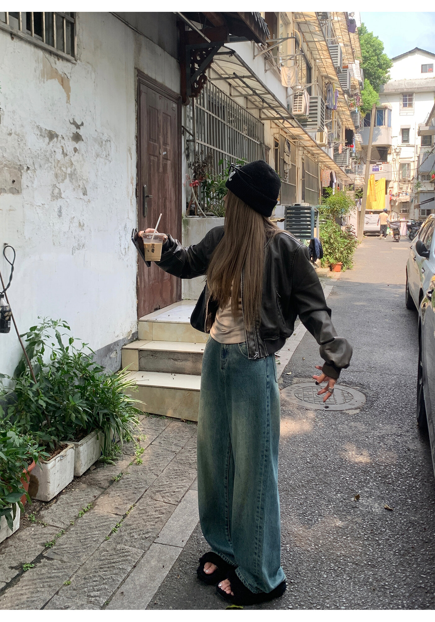 High Waist Wide Leg Jeans Women's Loose Fit Washed out Style Spring Autumn Denim Pants by LUU Peach Joy Slimming Effect · v2