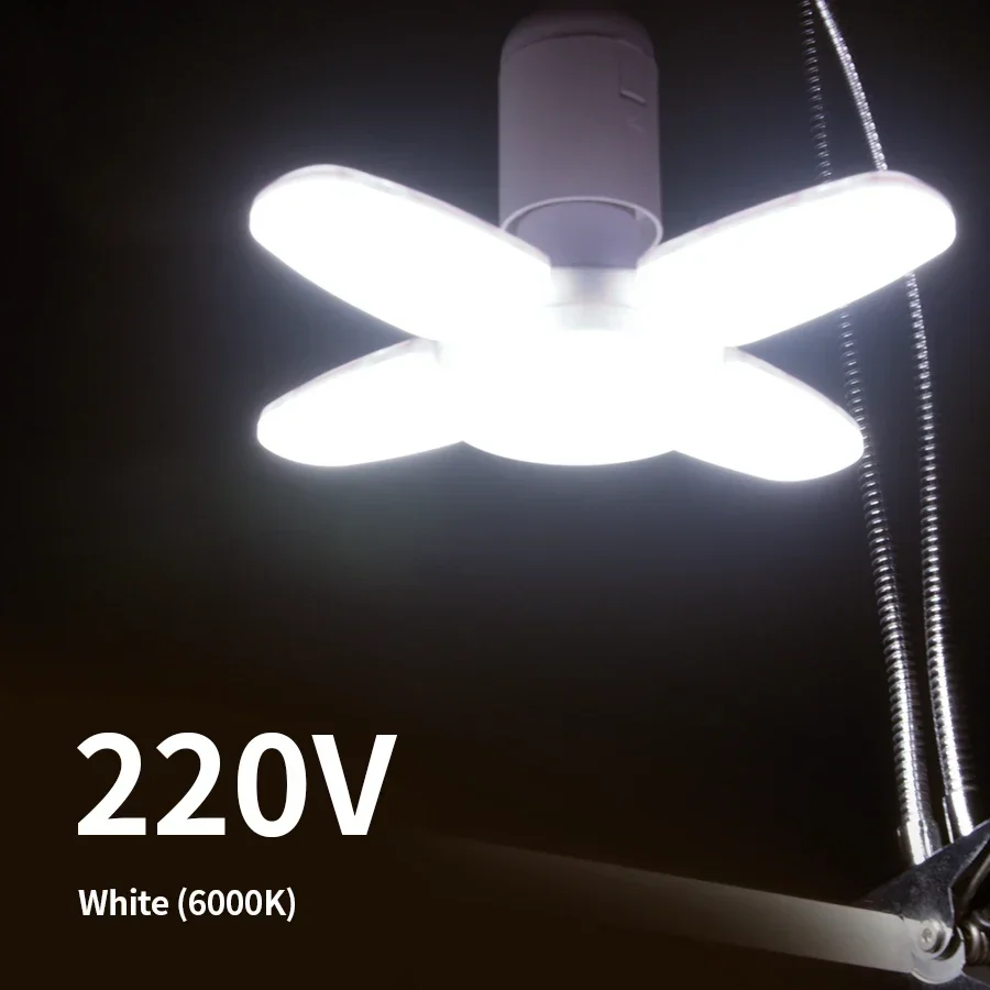 4 Leaf Shape LED Bulb AC 85-265V E27 Pendant Light 28W Foldable Led Lights Mini Leaf Light For Home Living Room Warehouse Garage