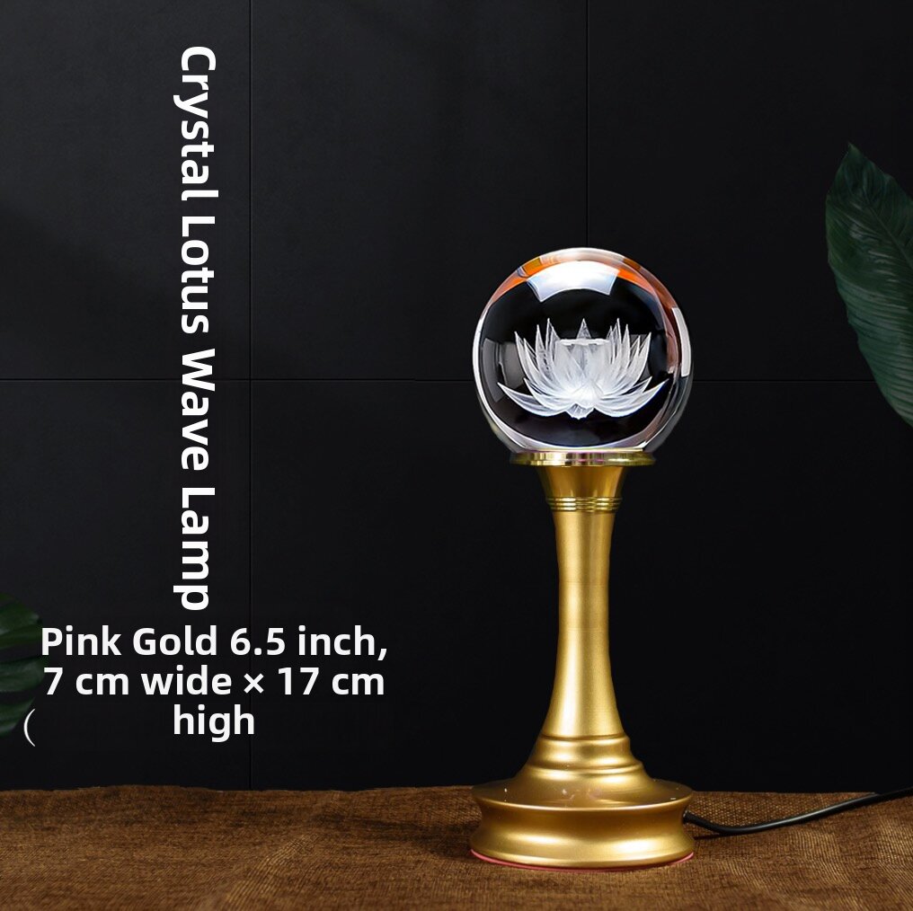 Crystal Lotus Light Buddha Lamp Home Electric LED Guanyin Lotus Light Wealth God Offering Buddha Lamp Altar Lamp