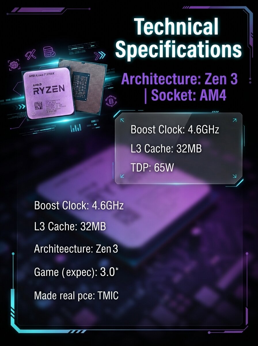 AMD | AMD Ryzen 7 5700X 8-Core 16-Thread CPU 4.6GHz 65W 7nm Zen3