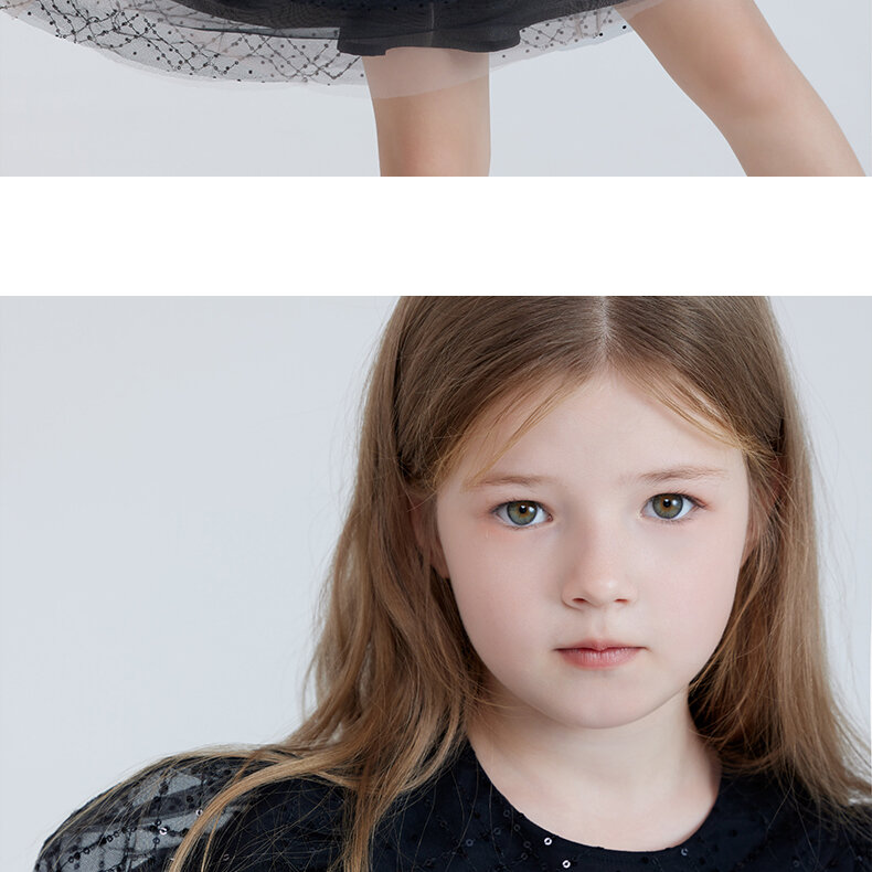 RBIGX Mädchenkleid im Prinzessin-Stil, schwarzer Netzrock mit Puffärmeln, Sommermode, Märchenprinzessinenkleid aus Nylonstoff