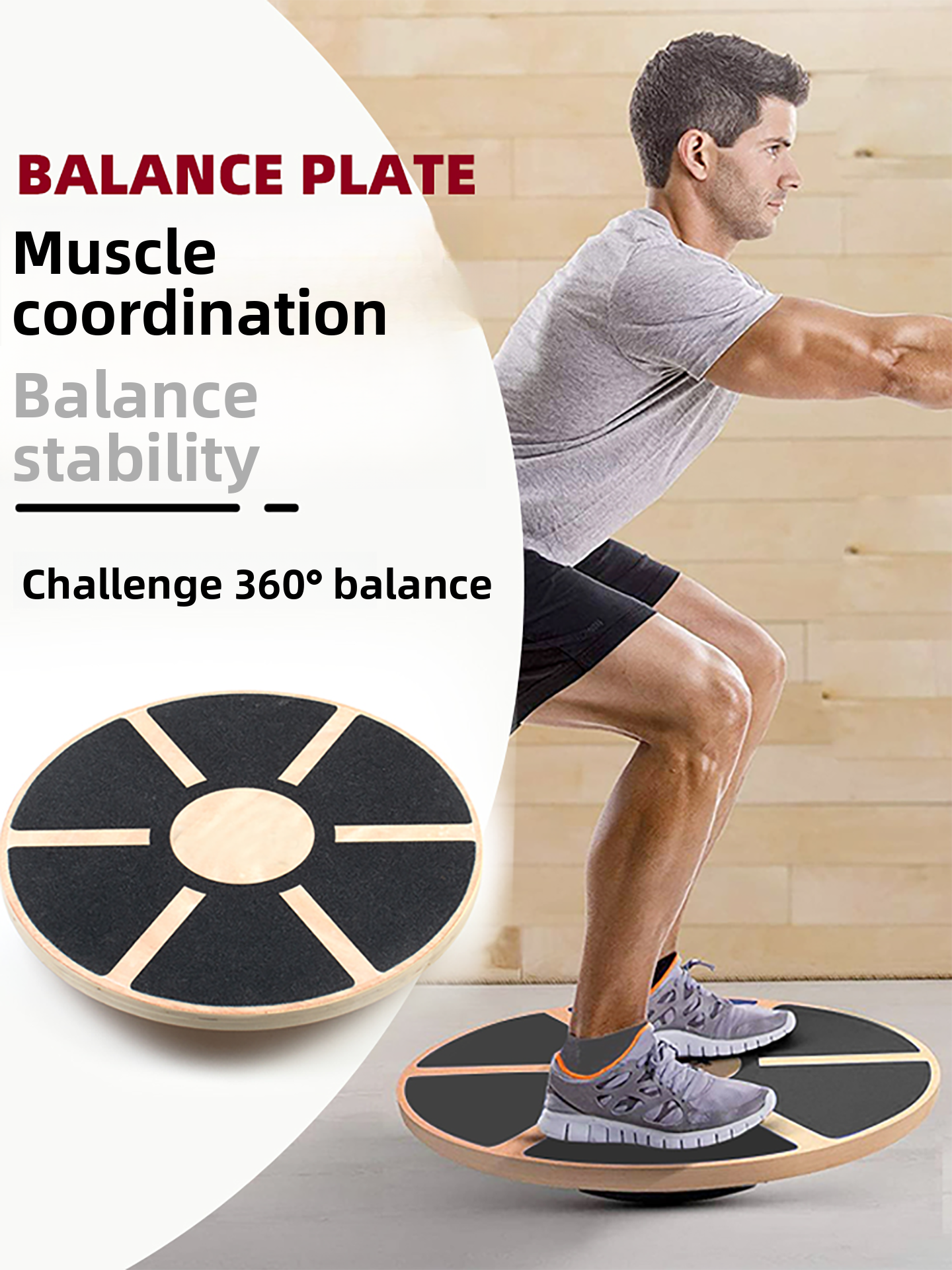 Wooden Wobble Balance Board For Home Gym Kids Anti-Slip Core