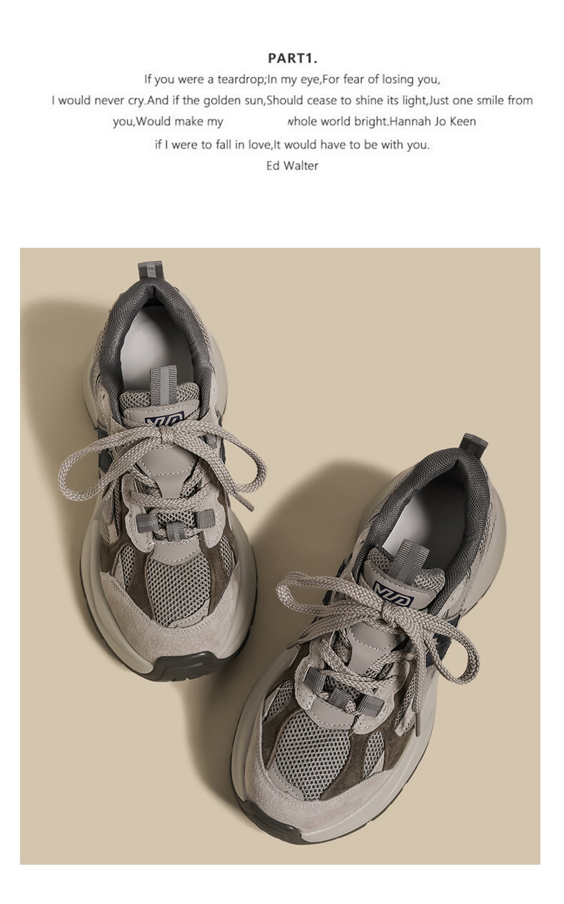 Scarpe da papà da donna con suola spessa Sneakers sportive casual Primavera 2025 Vintage Grey Mesh di piccole dimensioni con giunture rialzate alla moda