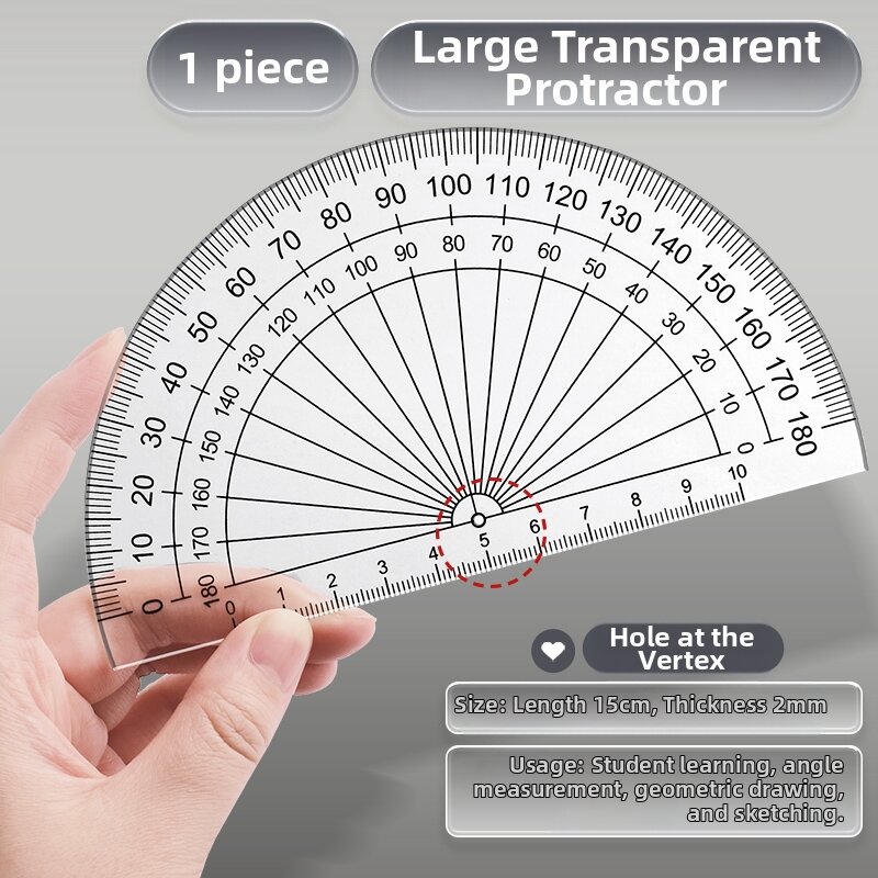 XINZUO | Transparent Protractor Ruler for Learning Measurement