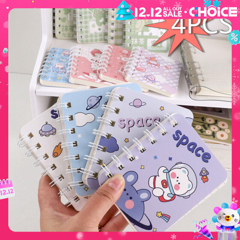 Set 4 Sổ Tay Lò Xo Ghi Chép Mini Nhỏ Gọn Bỏ Túi 80 Trang A7 Có Dòng Kẻ