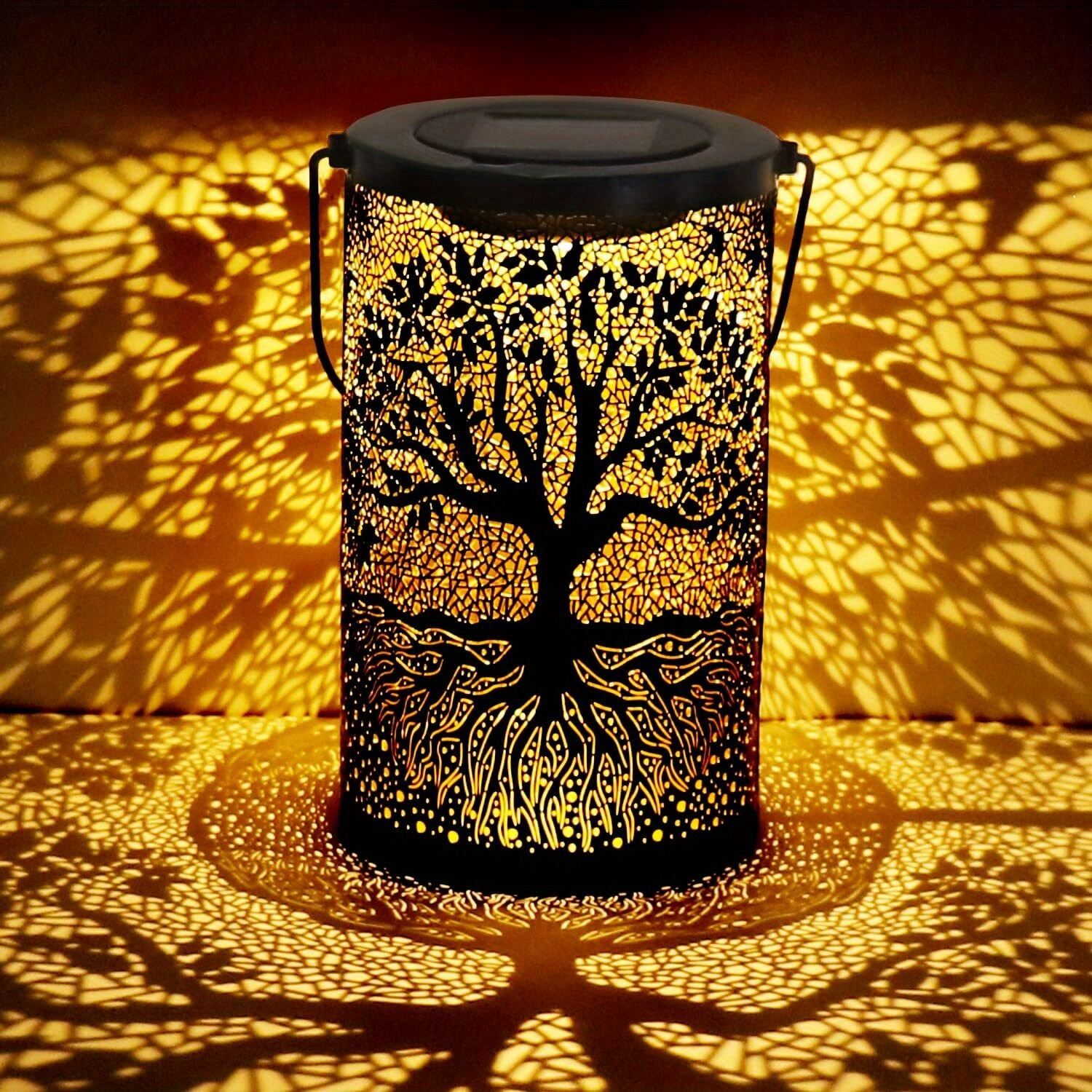 1PC Iron Solar Lantern Outdoor Solar-Powered Garden Light for Pathway/Patio Decorative Weatherproof Lighting