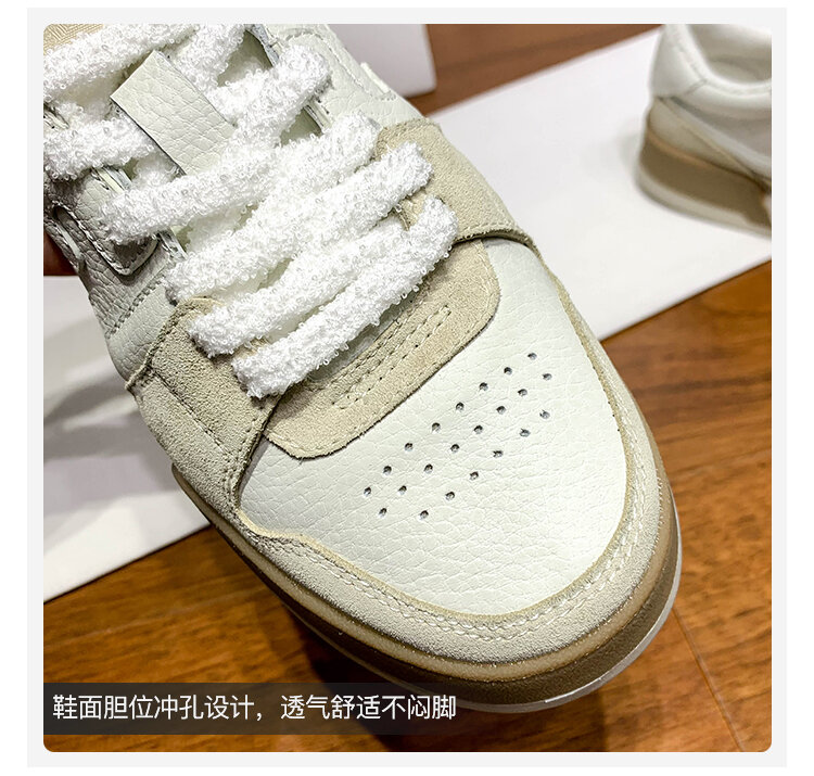 Scarpe da tavola retrò in pelle color block da donna casual all-match primaverili nuovo stile Sneakers bianche sportive Dequn Shoes Street Style