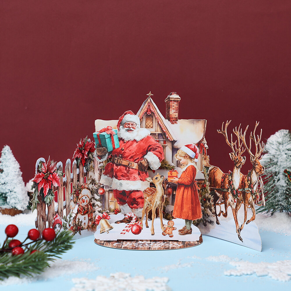 3D Pop-Up Card for Vintage Christmas