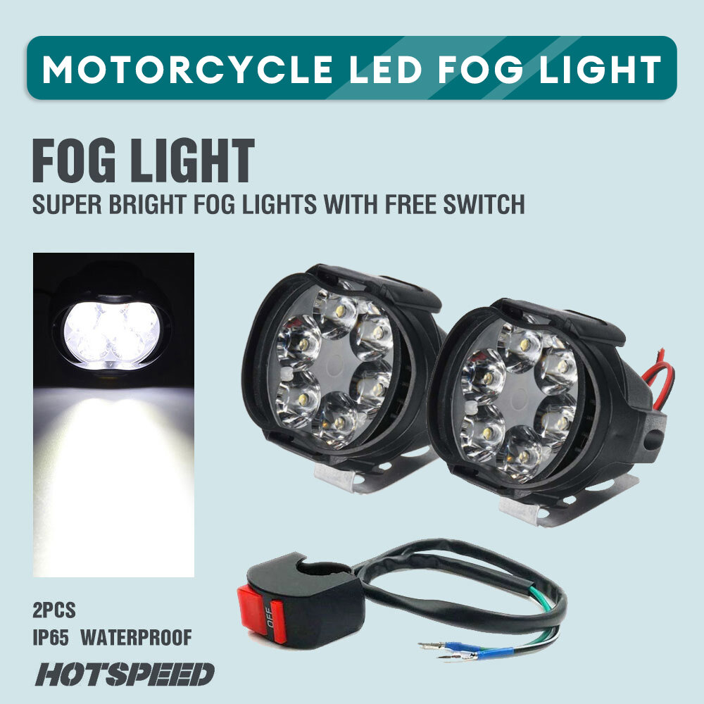 HOTSPEED LED Motorcycle Fog Lights - Super Bright Headlight