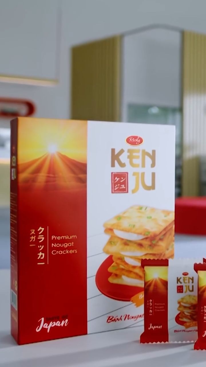 [VỊ MỚI] Combo 3 Bịch Bánh Kenju quy hành kem dẻo túi 186g - Bánh kẹo Richy