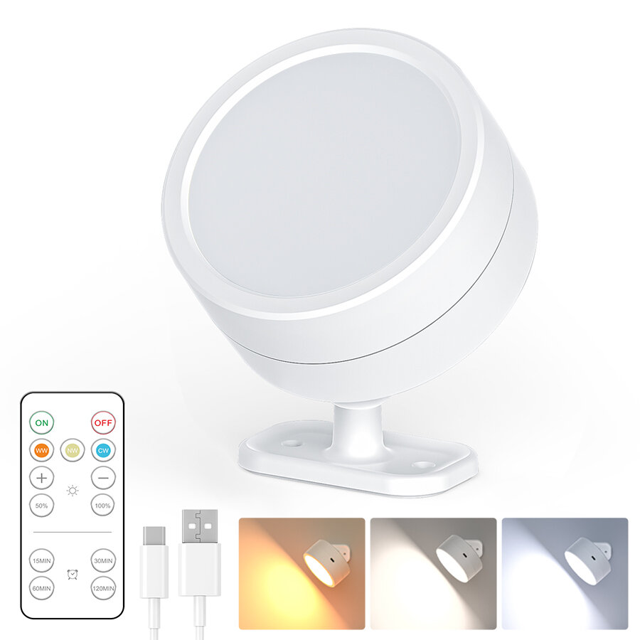 LED Magnetic Wall Lights Wireless Rechargeable Wall Lamp 360° Rotation Ambient Light With Remote Spotlight Wall Sconce RoomDecor
