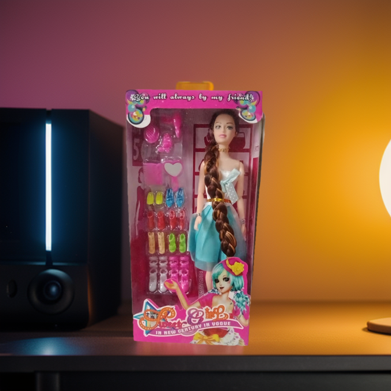 Beautiful Barbie Doll and Shoes Play Set for Girls. 