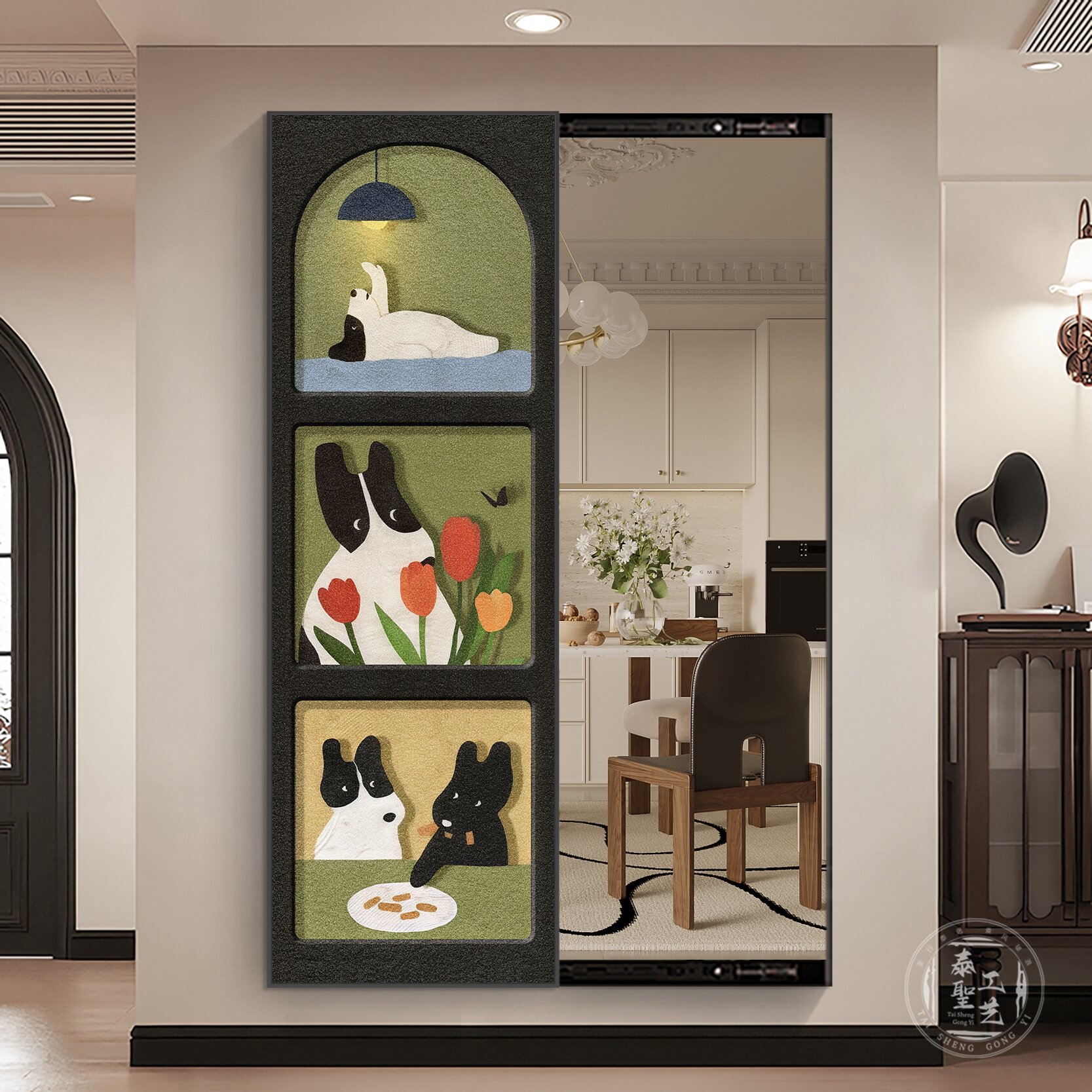 Rolling Door Hidden Full-Length Mirror