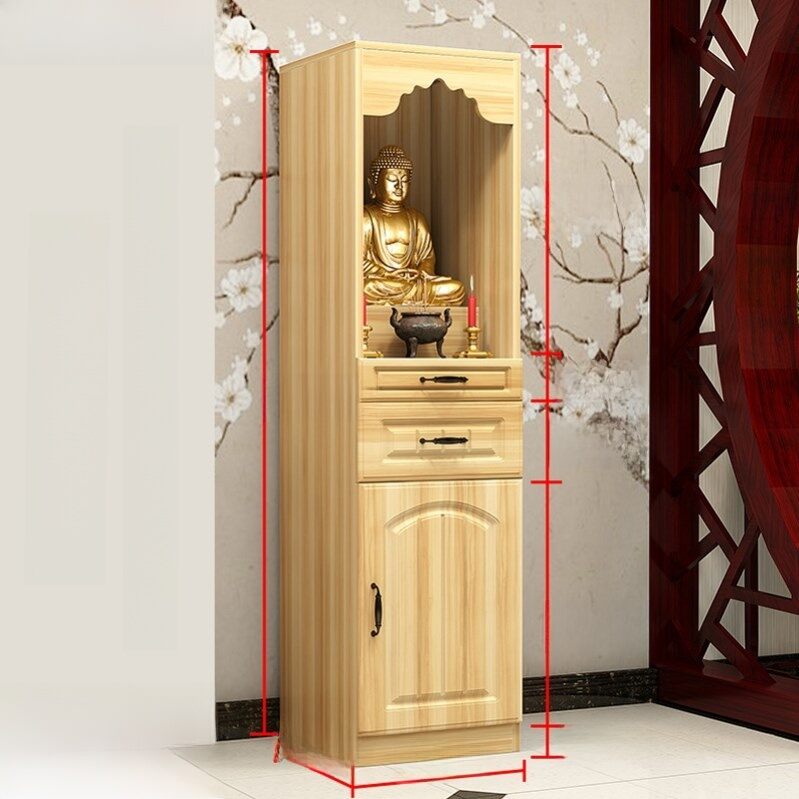 Economical Buddha Altar Stand Cabinet with Door Home Use Wealth God Statue Altar Table Modern Style Wooden Material Customizable