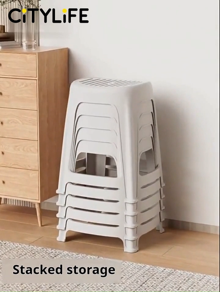 Citylife Plastic Stool Simple Modern Premium Stackable Thickened Living Room Dining Chair Stoolt - (Hold Up To 120kg) D-2040