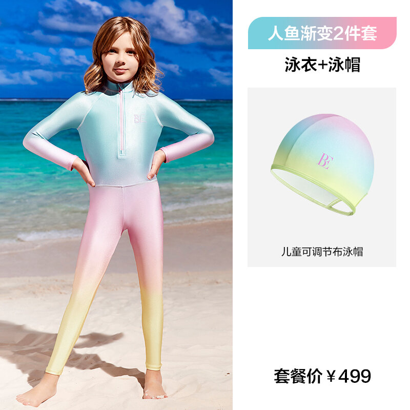 Be Balneaire One-Piece Swimsuit for Children Long Sleeves Sunscreen ...