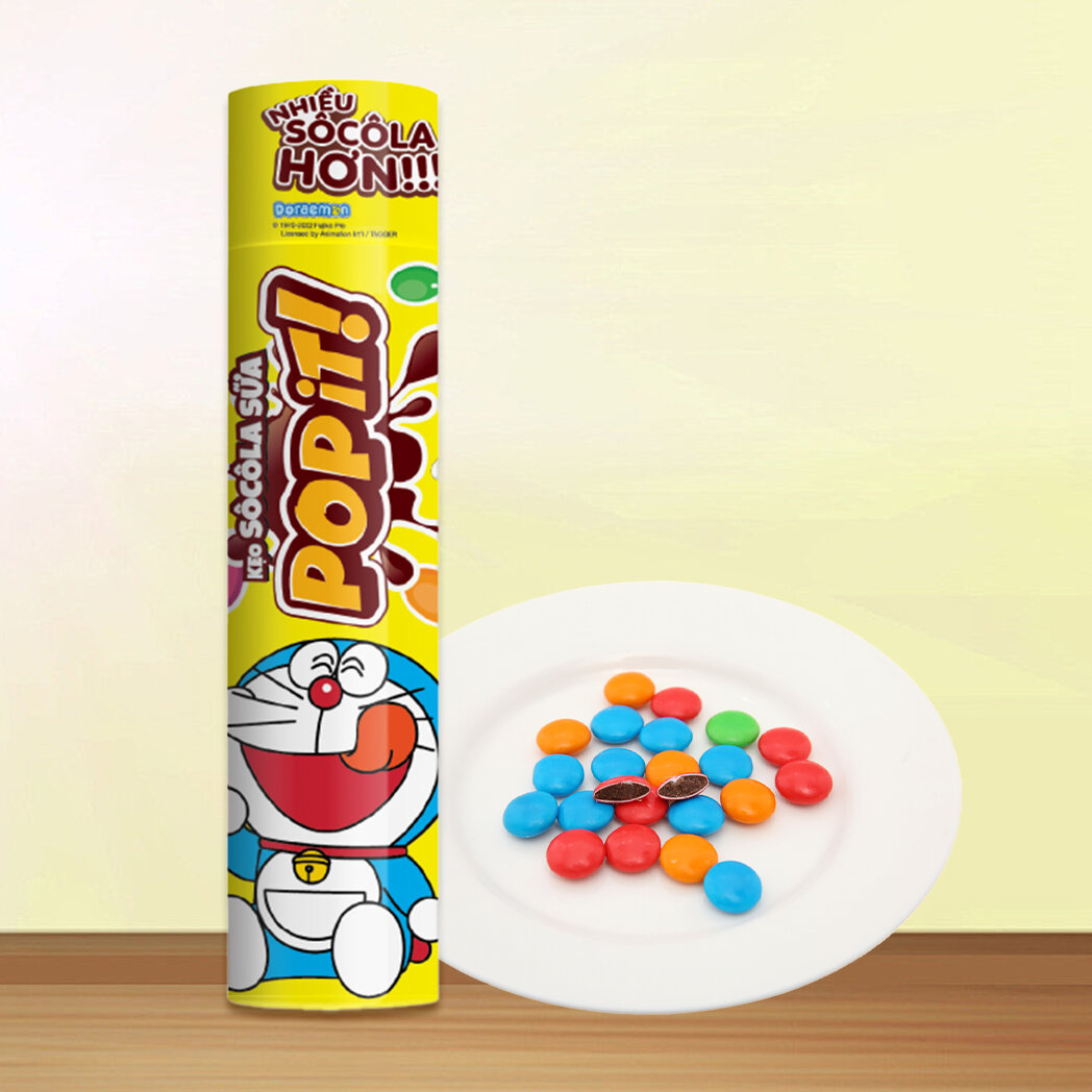 ỐNG Kẹo socola sữa Popit Doreamon 15g | Bao bì màu ngẫu nhiên | Socola | Đồ ăn vặt