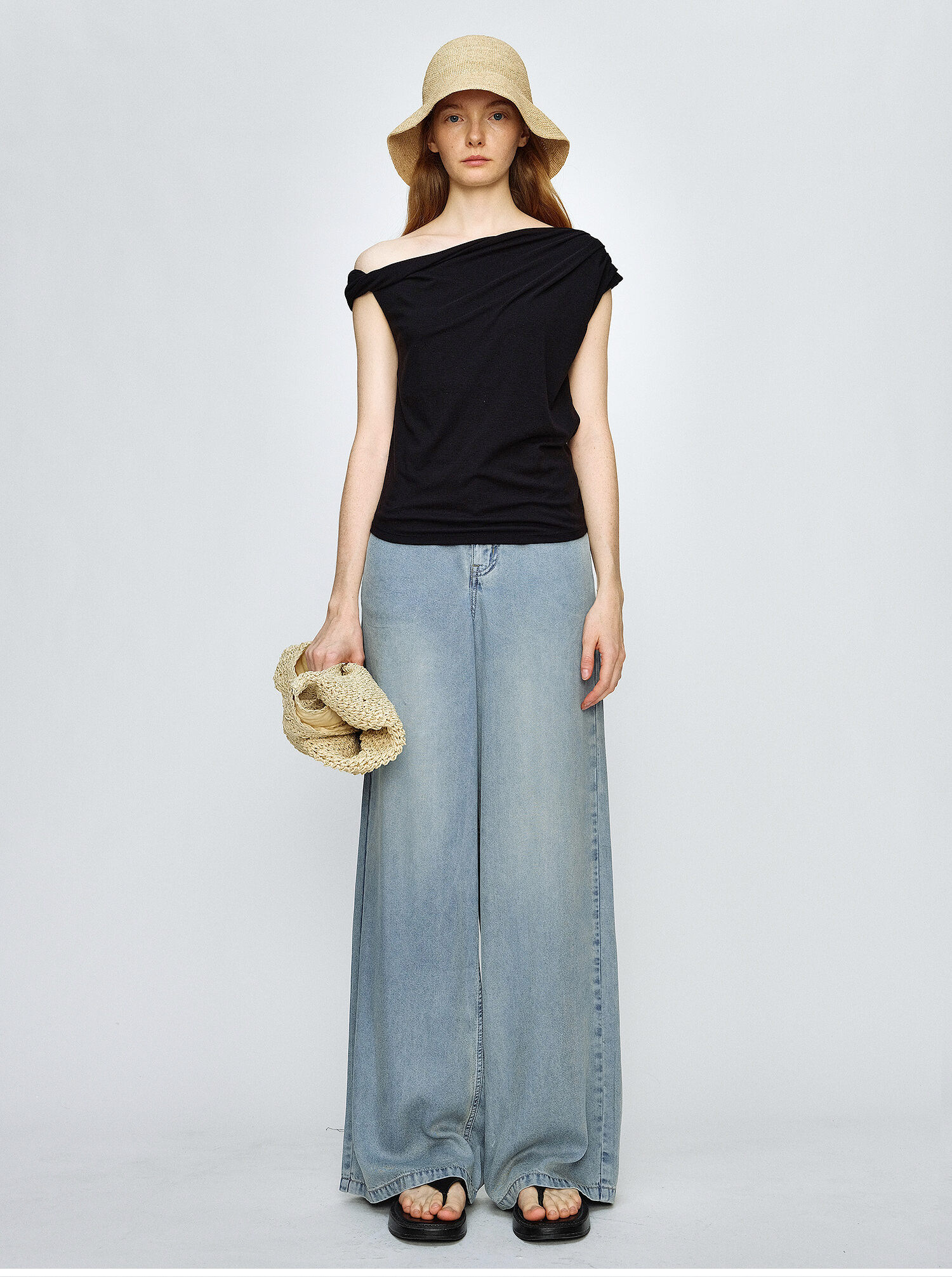 Marllen Yachting Shadow Luxury T-Shirt for Women Summer Wardrobe Essential Ruched Sleeveless Neckline Versatile Viscose Fiber