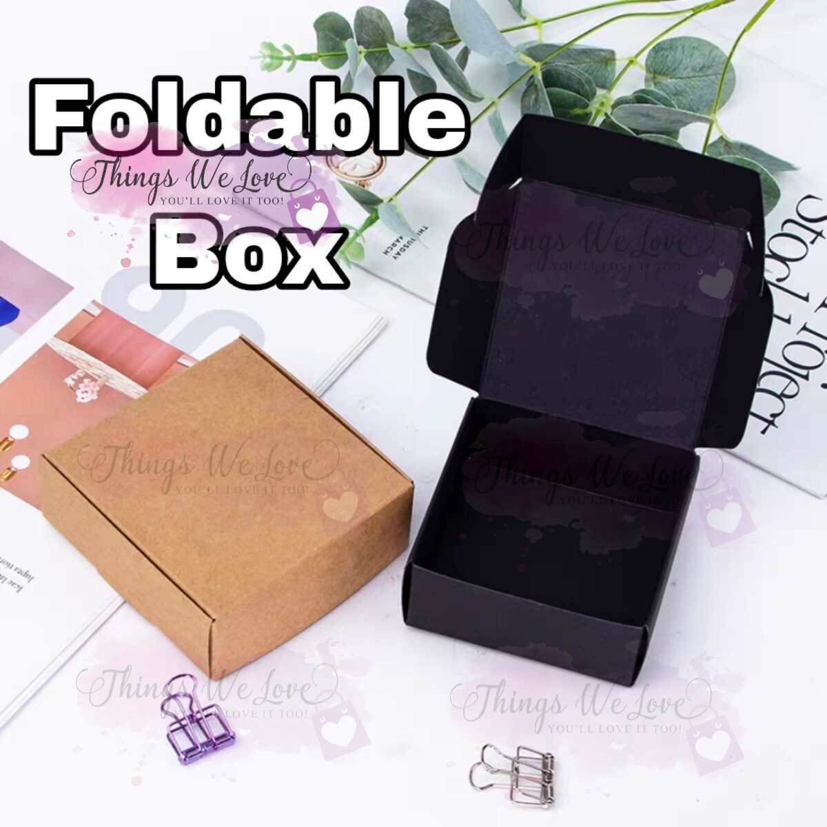[SG] 10 Pc Foldable Black Brown Kraft Paper Gift Mailer Jewellery Box Small Present Wrapping Christmas Birthday Present