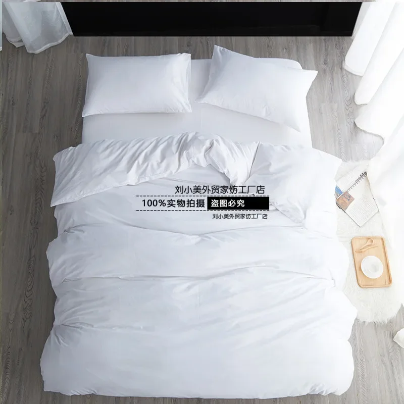 Pure Cotton White Single Double Bed Sheet Duvet Cover Cover Bedding Sack Single Hotel Hotel Hotel Hospital Beauty