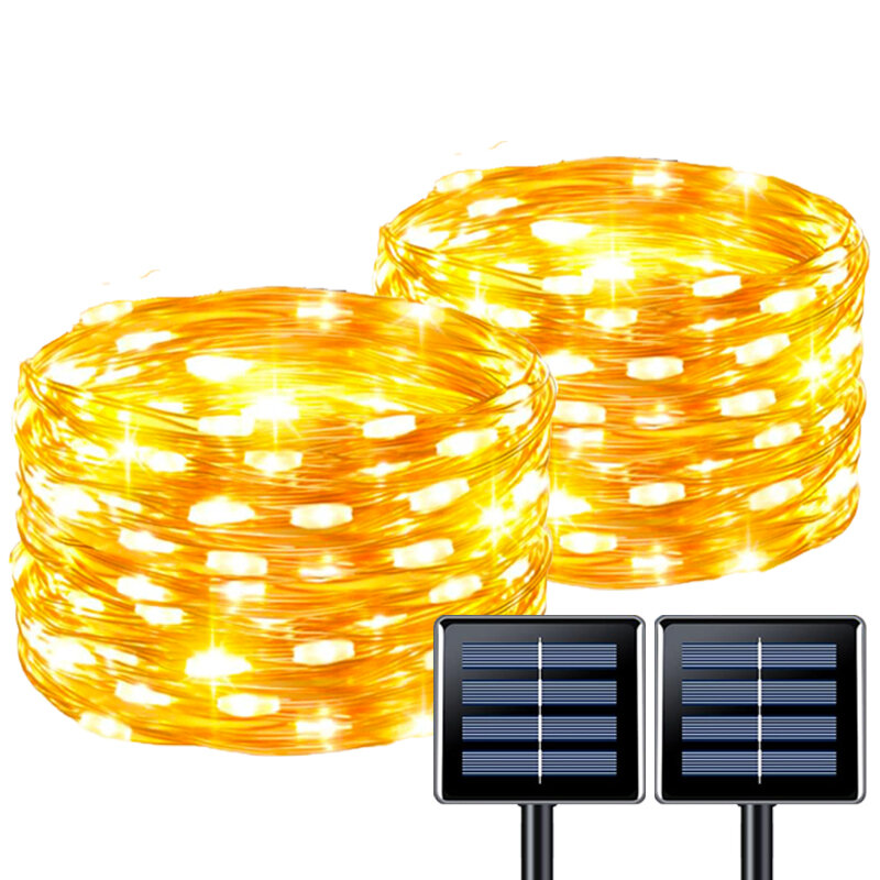 1pcs Solar String Lights Outdoor Waterproof LED Outdoor 8 Modes Christmas Fairy Light for Patio Yard Tree Garden Balcony Decor