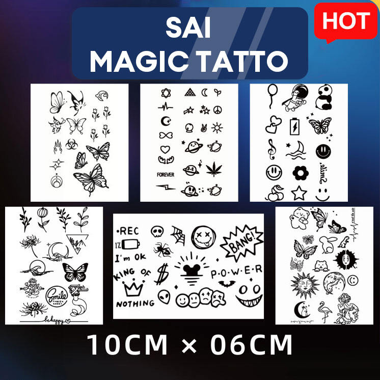 Miếng dán hình xăm tạm thời SAI MAGIC TATTOO 10CM×06CM chống thấm nước lâu trôi lên đến 2 tuần