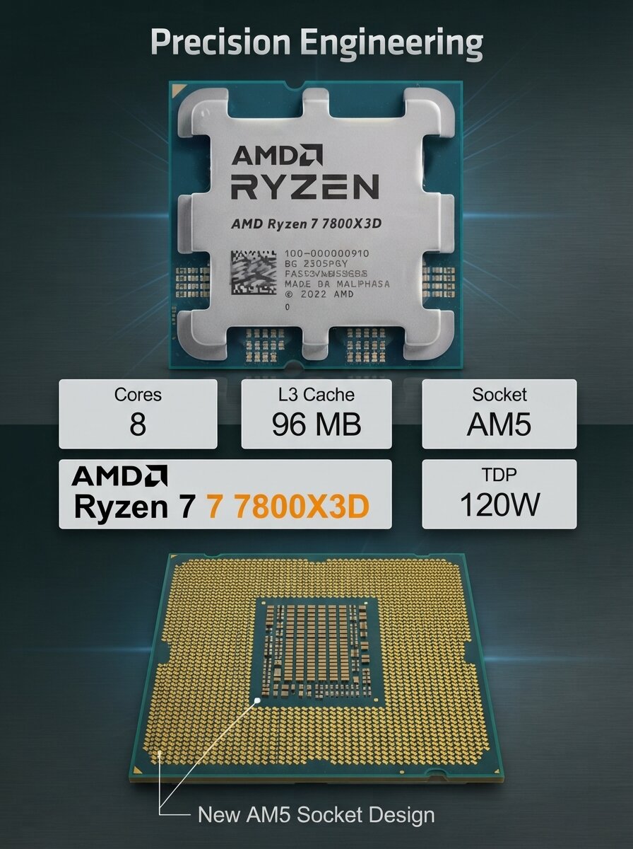 AMD | AMD Ryzen 7 7800X3D AM5 Build Kit CPU 8-Core 16-Thread 5.0
