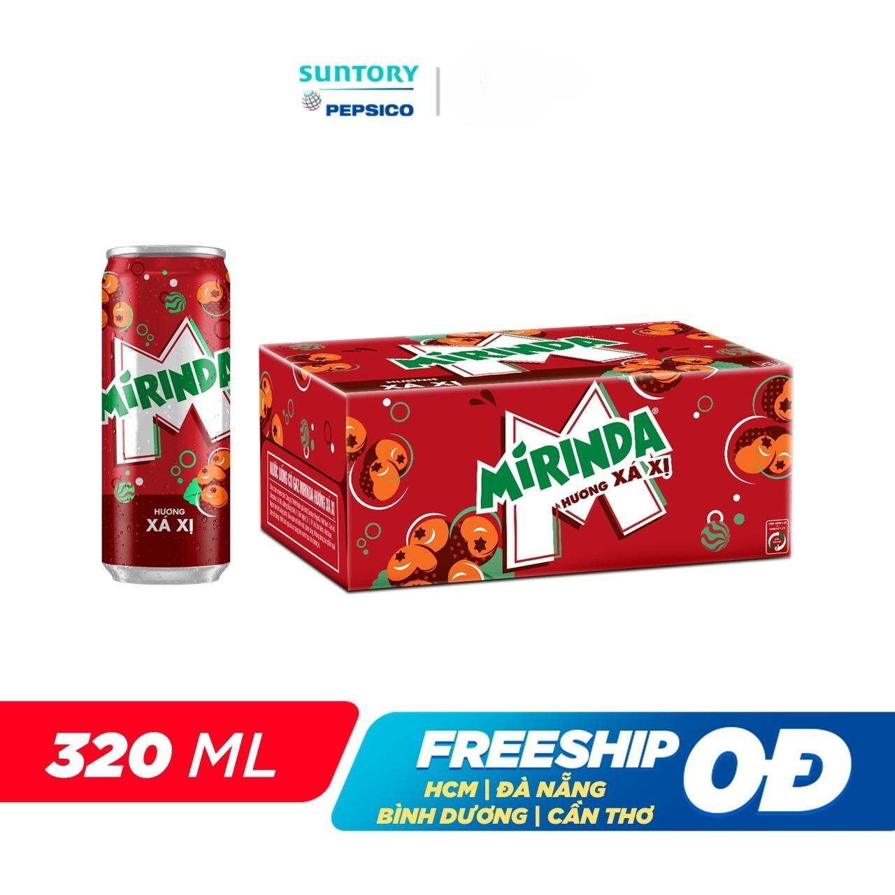 Thùng Nước Ngọt Giải Khát Có Gaz Mirinda Xá Xị (320ml/lon)