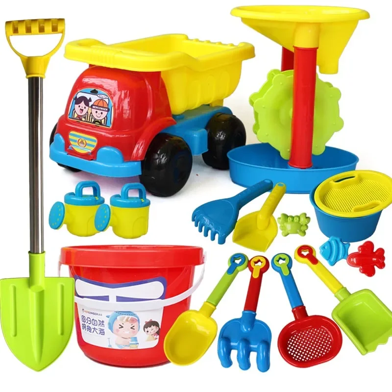 Children's Beach Toy Set Car Boy's and Girl's Hourglass Bucket for Playing Water Baby's Sand Pool Digging Shovel Toy and Tool for Sand Playing