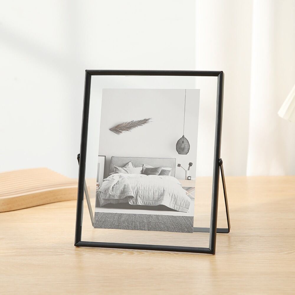 4/6Inch Metal Photo Frame Gold Black Rectangle Storage Frame Acrylic Transparent Picture Frame Home Desktop Decoration