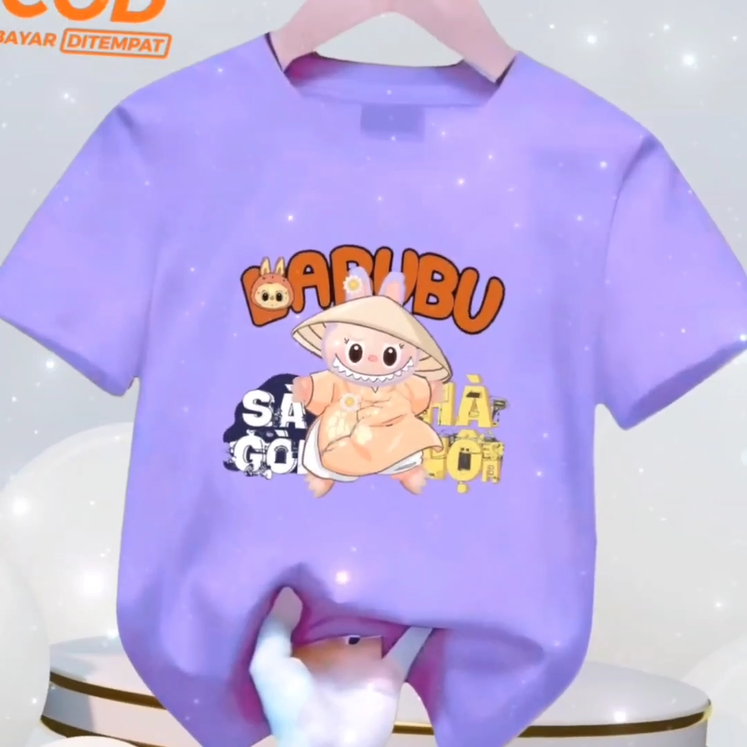 Pakaian Kaos atasan anak Cewek dan Cowok usia 1-12 tahun edisi Ninja Labubu Bahan Babyterry