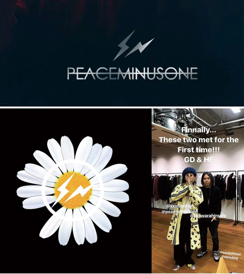 [In Stock] Peaceminusone GD G-Dragon Lightning Joint Name Short Sleeve Fujiwaro Daisy T-shirt Short Sleeve