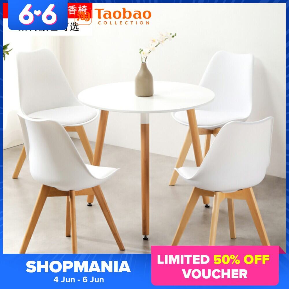 Solid Wood Dining Table And Chairs Set Small Apartment Nordic Small Table Coffee Table Reception Negotiation Triangle Small Round Table Chair Combination Lazada Singapore