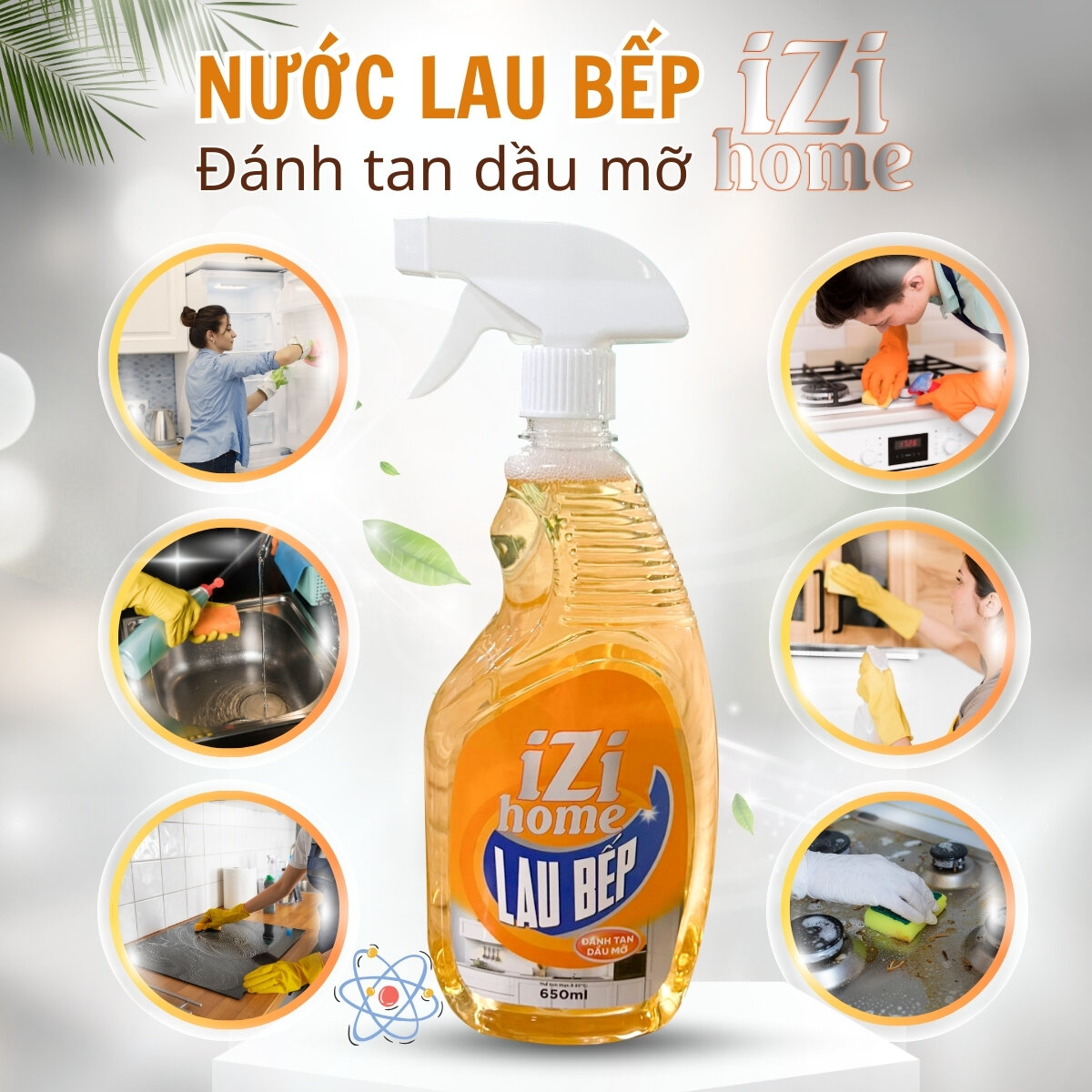 Nước lau tẩy bếp đa năng IZI HOME đánh bay mọi vết bẩn dầu mỡ, bụi bẩn trên bếp từ, bếp ga, kính