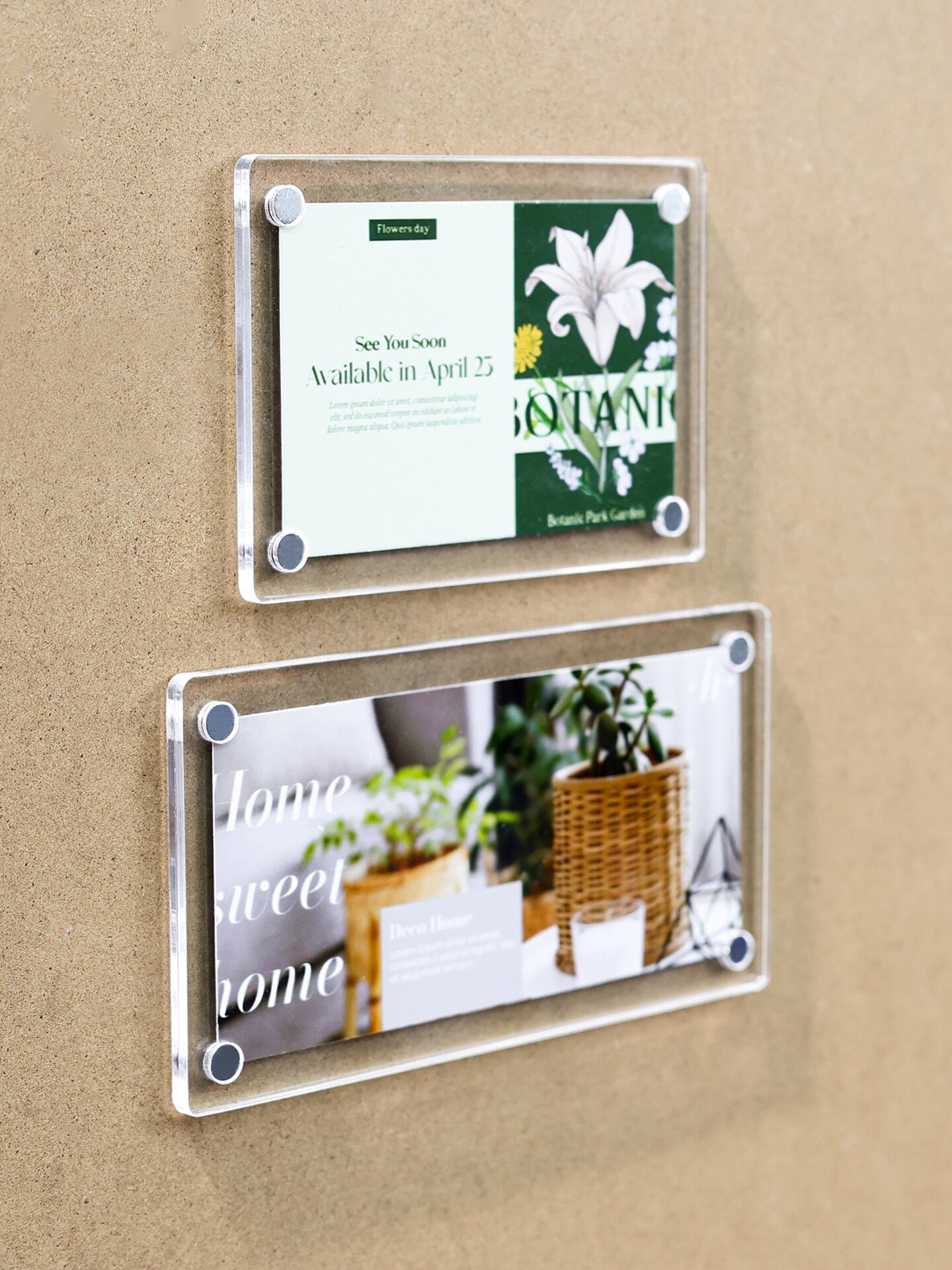 Acrylic Transparent Strong Magnetic Photo Frame Refrigerator Magnet Display Card Small Brick Postcard Magnetic Attraction